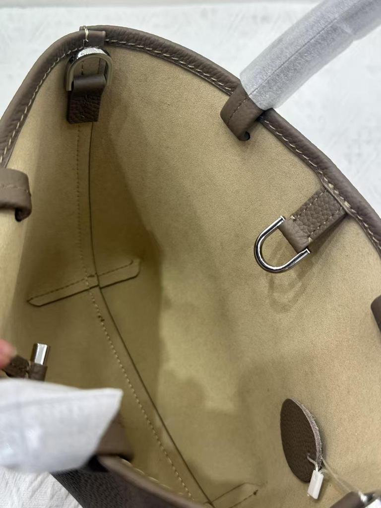 The Row Genuine Leather Small Tote Bag - Large Capacity, Lychee Pattern, Shoulder/Crossbody/Underarm Styles.