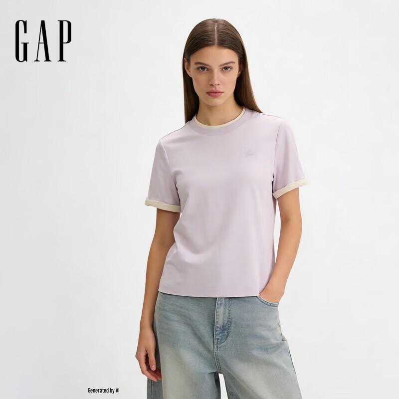 GAP Women s Logo Embroidered Short Sleeve Cotton T-Shirt 165/88A