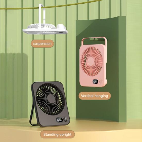 Hordozható asztali ventilátor Újratölthető, 1200 mAh-s akkumulátorral működő álló ventilátor digitális kijelzővel Rendkívül csendes, összecsukható asztali ventilátor 5 fokozatban állítható