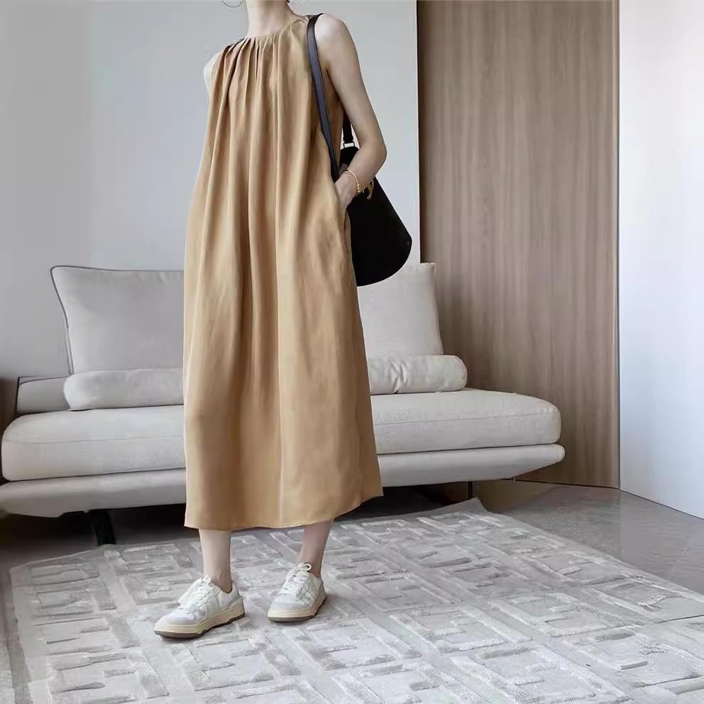 Medium and Long Comfortable and Smooth Round Neck Sleeveless Dress Women's Summer Loose Vest Skirt Children's Skirt