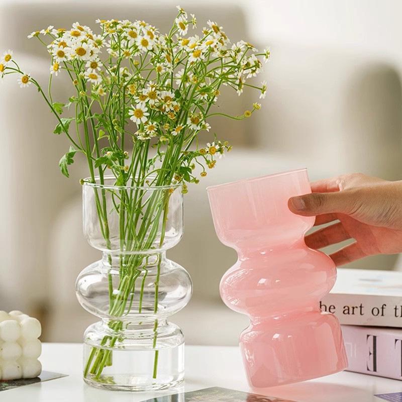 French Antique Glass Gourd Vase - Elegant Decor for Living Room Flower Arrangements