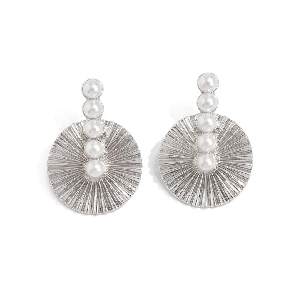 High-end Sunflower Alloy Earrings Irregular Geometric Metal Hammered Surface Ear Jewelry