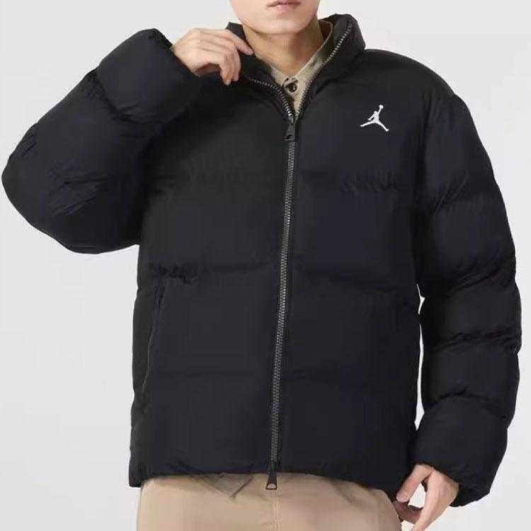 Jordan Solid Color Logo Stand Collar Long Sleeve Cotton Jacket Men Jacket Black FB7332-010