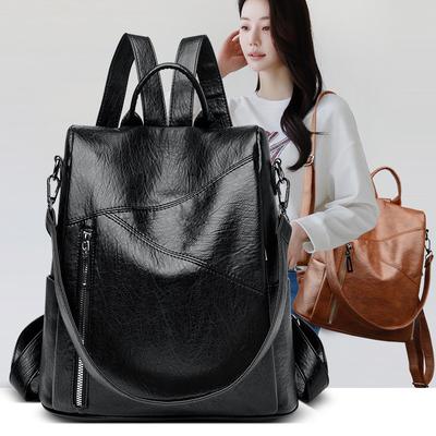 Neuer Anti-Diebstahl-Rucksack aus PU-Leder für Damen, Mode, Vintage, Umhängetasche, Damen, Reiserucksack mit hoher Kapazität, Mädchen, Schultasche