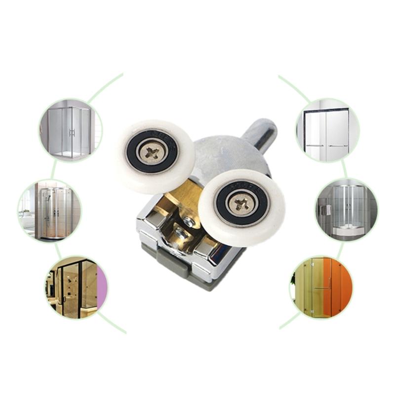 Set of 4 Curved Shower Door Rollers 23/25mm Top and Bottom Shower Glass Door Wheel Quiet Shower Door Pulley Replacement