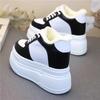 12CM Genuine Leather Platform Wedge Casual Chunky Sneakers Women Shoes Ankle Boots Spring Autumn Winter Plush Warm Shoes
