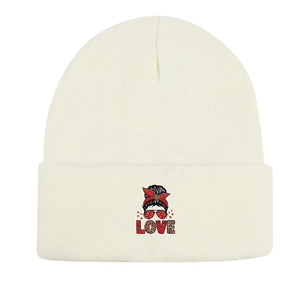 LOVE" Lady Warm Knit Hat Beanie, Valentine's Day Skull Cap Stretchable Slouchy Casual Bonnet Knitted Cap Beanie