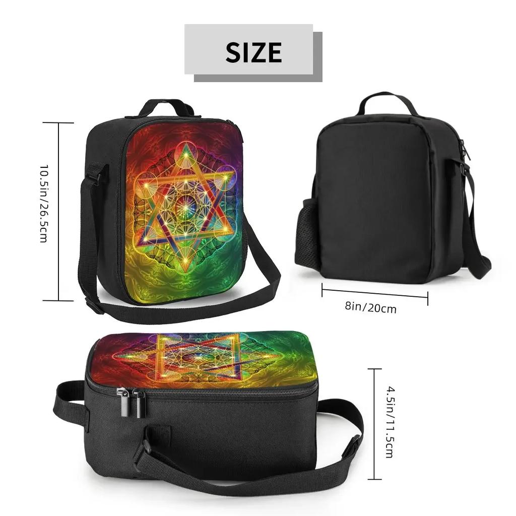 Metatron's With Merkabah And Flower Of Life Lunch Boxes for Sacred Geometry Thermal Cooler Food Insulated Lunch Bag Kids