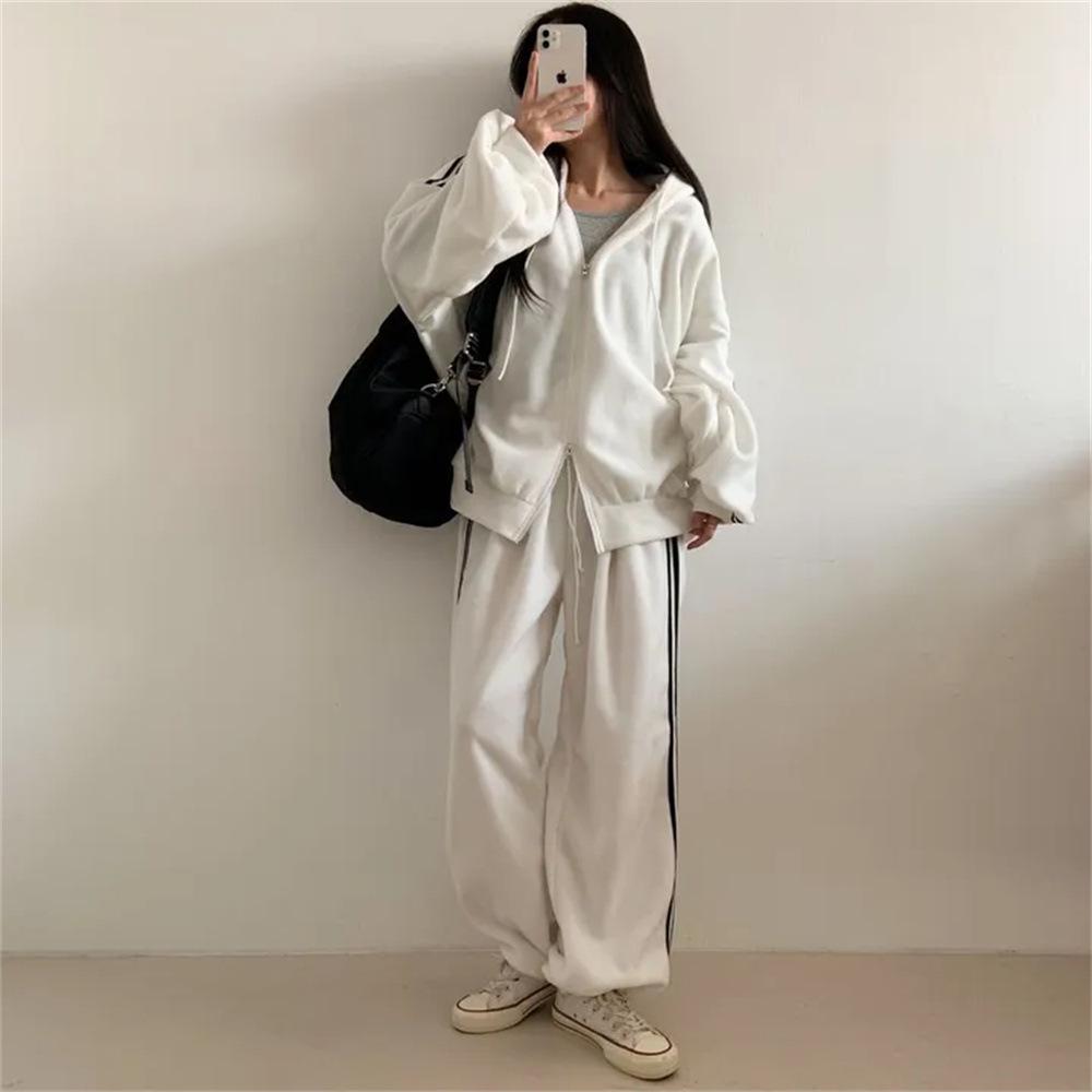 

Серый повседневный комплект из двух предметов в корейском стиле из смесового хлопка для женщин - Модный лоскутный дизайн для весны/осени M