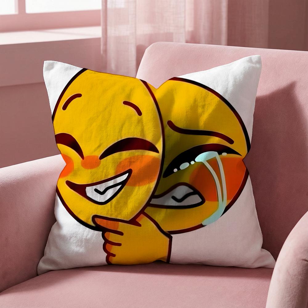 S-Soybean Expression2 EMOTICON Cushion Cover Multi-Scene Pillow Cover for Home & Car - Reversible, Soft & Durable for Daily Use