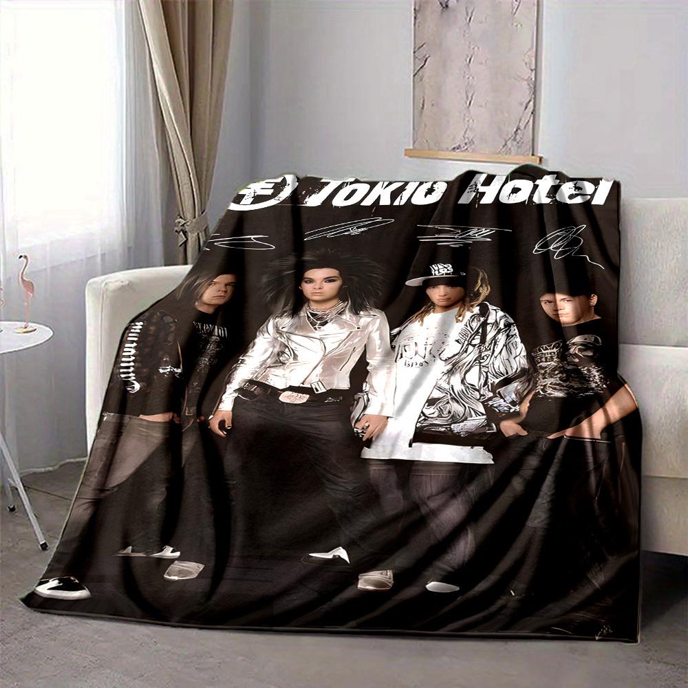 1pc Tokio Hotel Merchandise Blanket Soft All Season Throw with Vibrant Design, Perfect for Home, Travel, and Gifts, Ideal for Naps and Camping