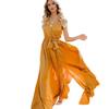 2025 Women's Plus Size Bohemian V-Neck Sleeveless High Slit Long Dress