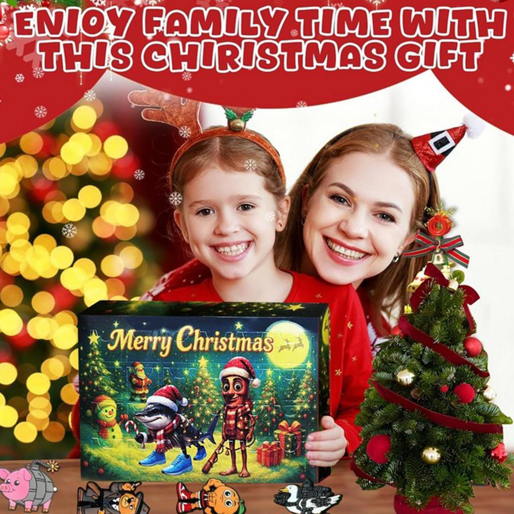 2D Plochý Akrylový Mystery Box 24ks Přívěsek s Krabičkou Letadla Zábavný Vánoční Odpočítávací Kalendář