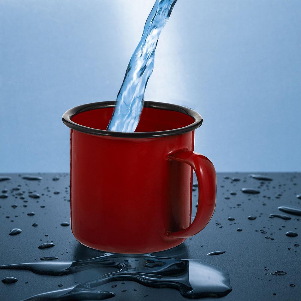 

Питьевая кружка Эмалированные чашки для воды Чай Кофе Кружка Главная Винтаж Кружки для кемпинга Стаканы красный