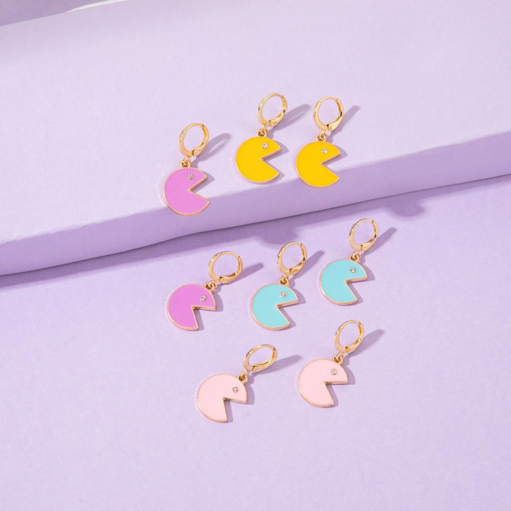 Smiley Alloy Womens Face Earrings Plated Cartoon Design Stylish Jewelry