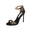 One-word buckle with high heels women's stiletto summer 2025 new Internet celebrity sexy versatile rhinestone open-toed sandals