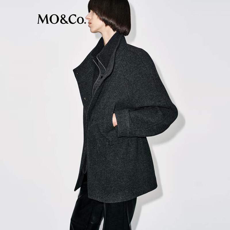 MO&Co. Women's Knit Patchwork Wool Coat