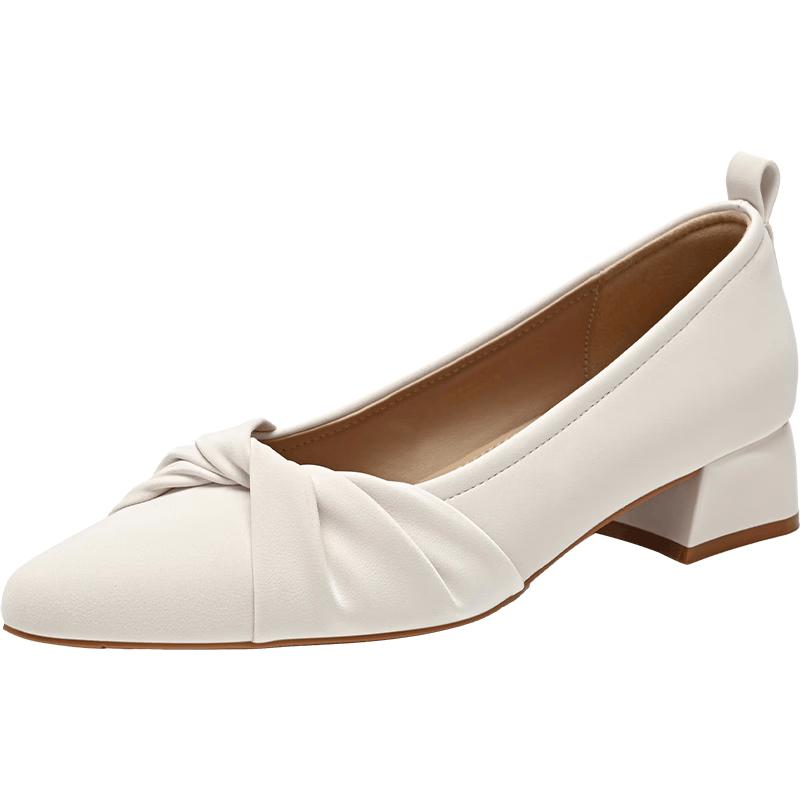 Women s French Style Pointed Toe Chunky Heel Pumps 37