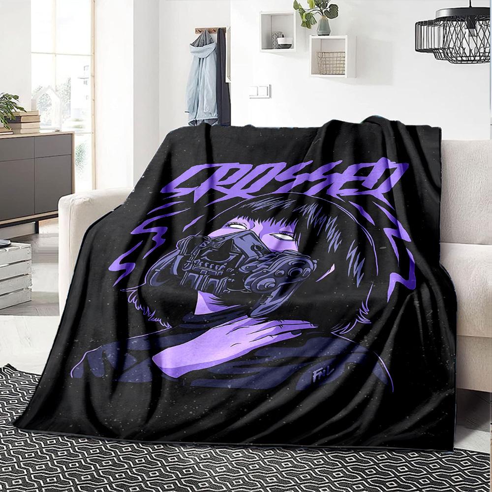 1pc CROSSED MASK Soft Flannel All Season Throw for Home, Office, Outdoor UseDurable Comfort Soft Warm Throw for Home