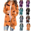 Women's Fashion Casual Halloween Print Medium Length Cardigan Jacket Coat