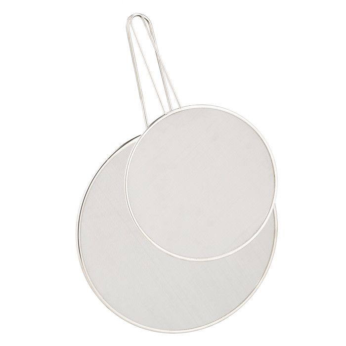 Relaxdays Couvercle anti-projection, poêle, x2, inox, 25 & 33 cm, contre éclaboussures de graisse, poignée, argenté