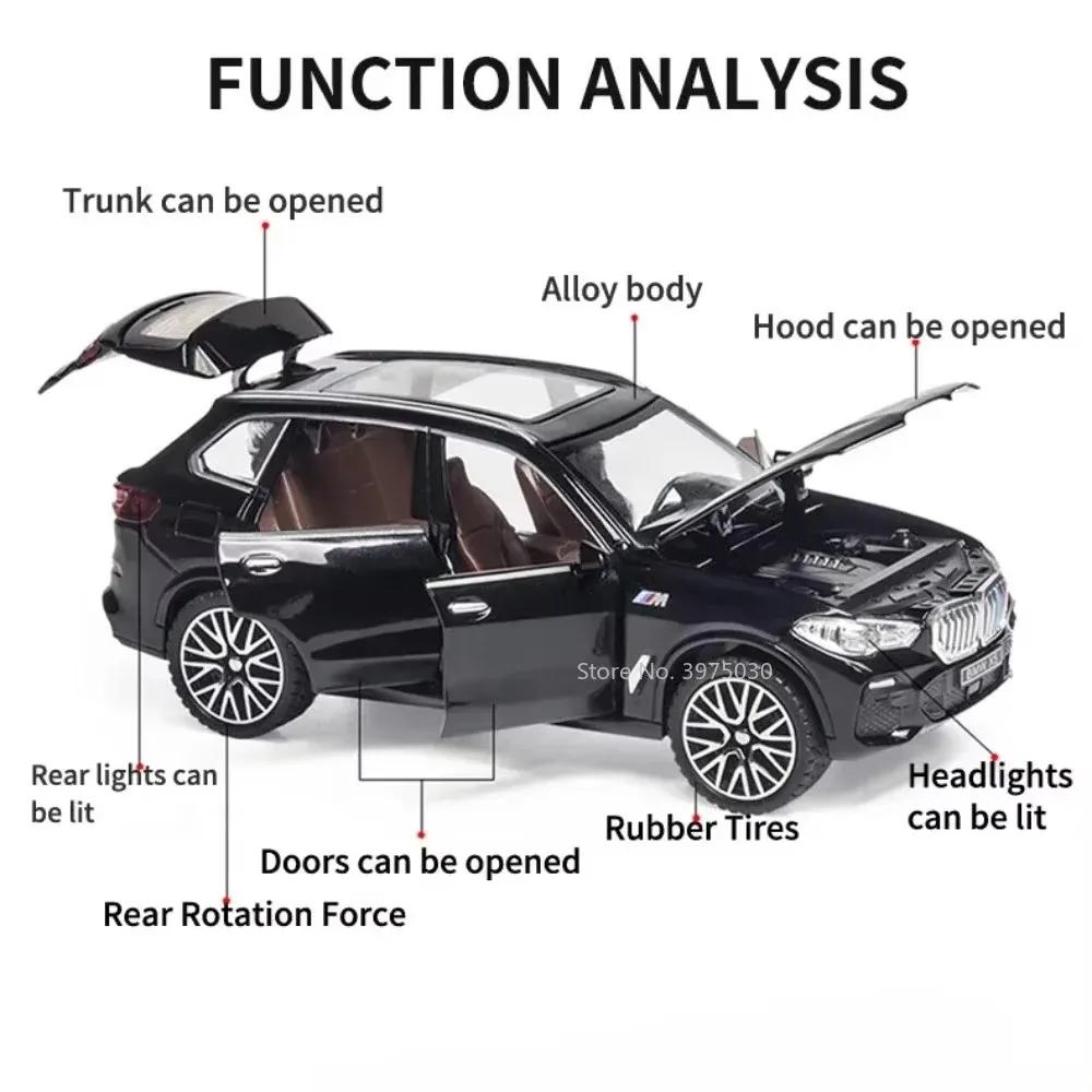 1:32 Maßstab X5 M8 Legierungsautos Modelle Diecast Spielzeug mit Licht Ton SUV Türen zu öffnen Miniaturfahrzeuge für Kinder Sammlung Geschenke