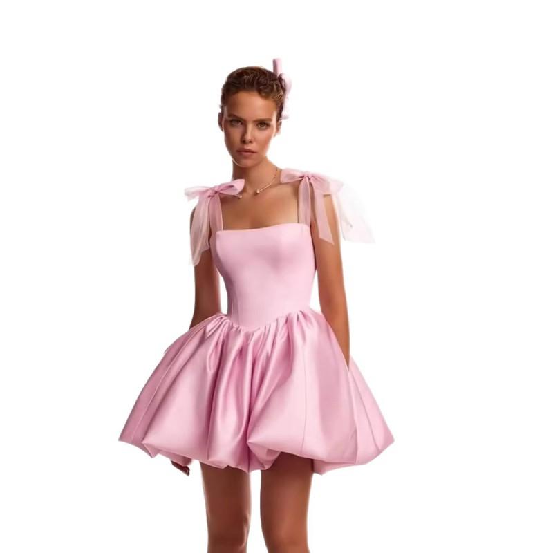 Elegant Bowknot Evening Dress Women Short Party Gown Cocktail Slim Fit Sleeveless Formal Birthday Gala