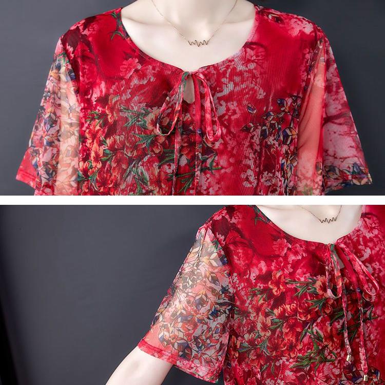 Women Printed Dress Summer Plus Size Floral Dress Loose A-line Dress