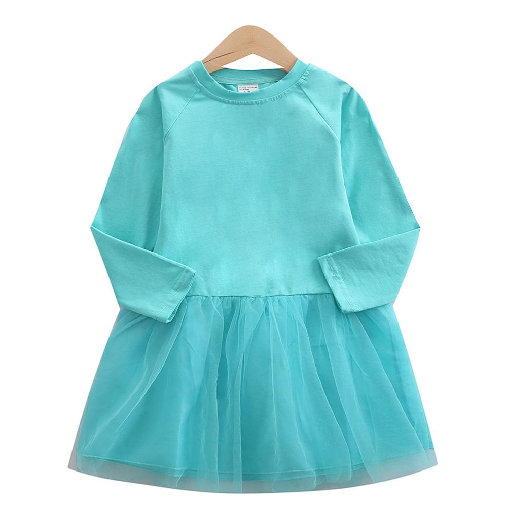 Stylish Spring & Autumn Long-Sleeved Dresses for Girls with Custom Mesh Skirts