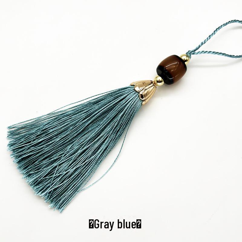 Chinese-Style Imitation Jade Tassel Fan Pendant for Antique Decoration