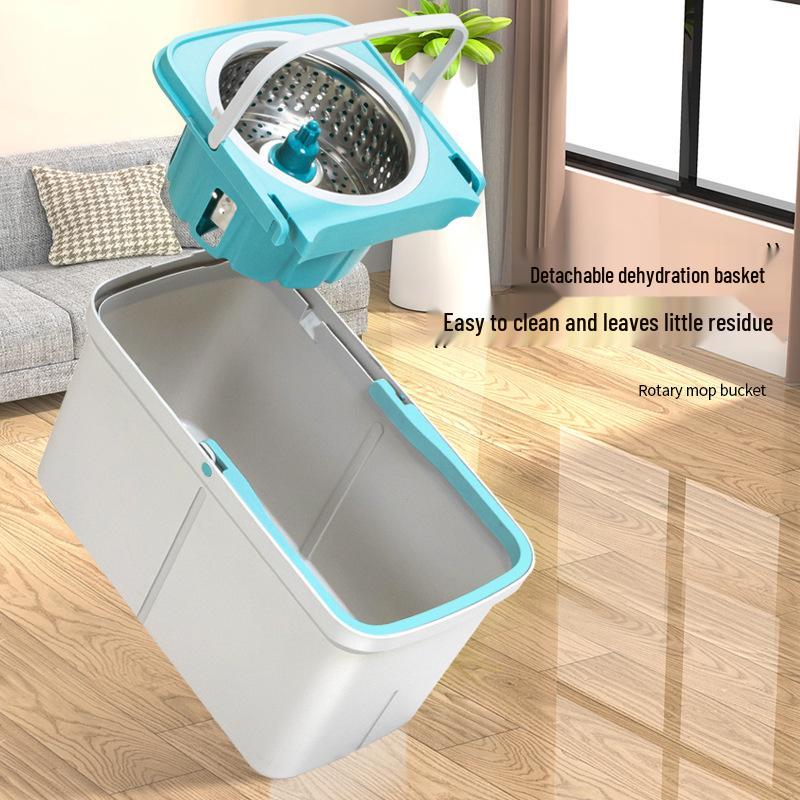 Hand-Free Wet & Dry Dual-Drive Spin-Dry Mop with Water-Absorbent Head and Bucket