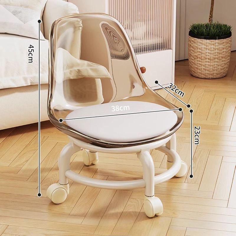 Trendiger Acrylhocker mit leisen Rollen und einstellbarer Höhe für Kinder und Erwachsene