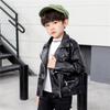 Kids Clothing Boys and Girls Spring Autumn Turndown Collar Leather Jacket Children's Motorcycle Korean Style Jacket
