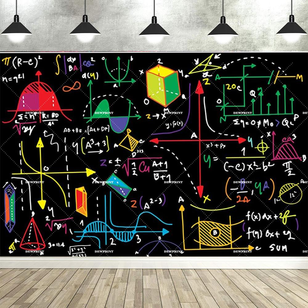 Dewprint Science Themed Background Banner for Chemistry Math Geometry and Physics Back to school Party Decoration Banner