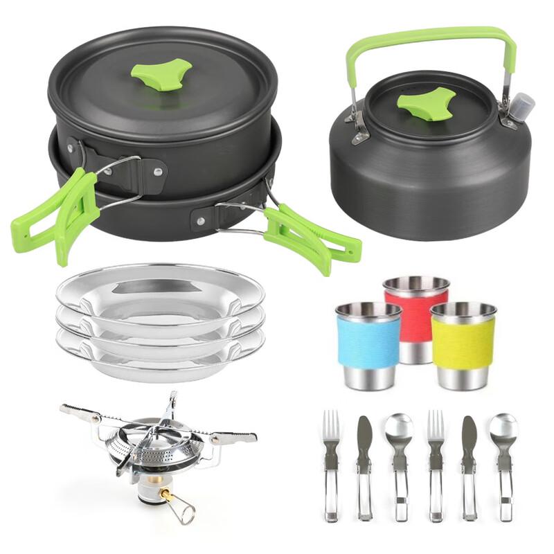 

Hanlu 310 Camping Cookware Set with Plate Stove & Cutlery