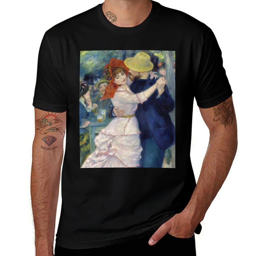 Ballo a Bougival Pittura di Renoir Maglietta T Shirt Per Unisex 100 Percento Cotone Maglietta Unisex Cotone 100 Maglietta