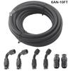Kit de Conexões para Mangueira de Combustível E85 An6 An8 An10 3m/10ft Tubo de Nylon Trançado em Aço Inoxidável PTFE Preto com 6 Peças de Conectores Giratórios para Mangueira