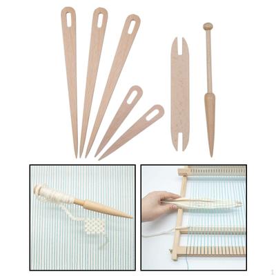 7 Piece Wood Hand Loom Stick Set, Tapestry Knitting Big Eye Tools, Weaving Comb for DIY