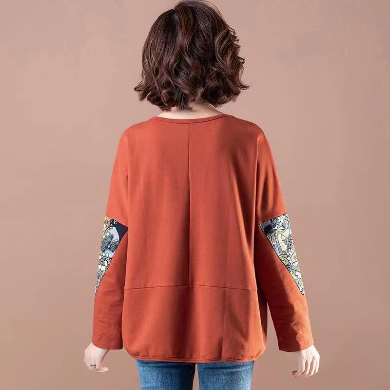 Women's Korean-Style Cotton Long Sleeve Sweatshirt - Loose Fit for Early Autumn.