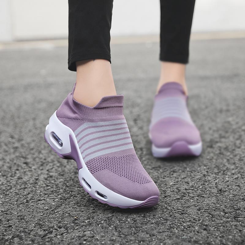 Women Slip on Walking Shoes Women Black Purple Pink Sneakers Elevator Platform Socks Shoes Women's Orthopedic Casual Shoes Plus Size 42 43