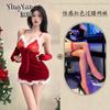 Erotic underwear women's sexy plush suspender nightdress short skirt Christmas dress battle robe passion free uniform suit