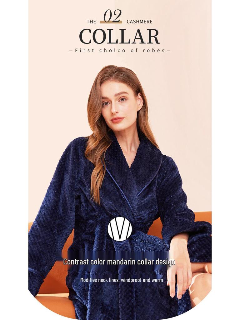 Halate de baie groase de lux în stil hotelier pentru cuplu, toamnă/iarnă - Halat lung de catifea pentru bărbați și femei