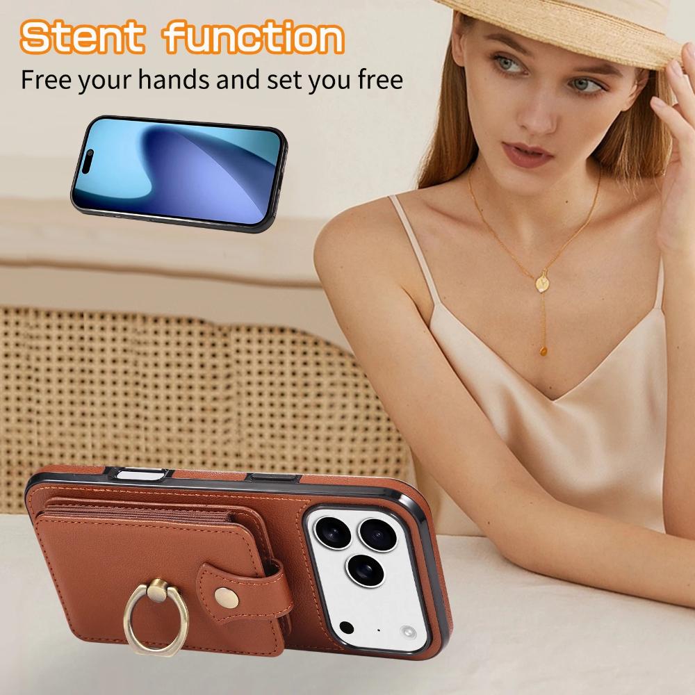 Strap Crossbody Leather Phone Case for iPhone 17 Pro Max Air 17E 16E 16 Plus 15 Pro 14 13 Mini 12 11 Ring Card Holder Bag Cover