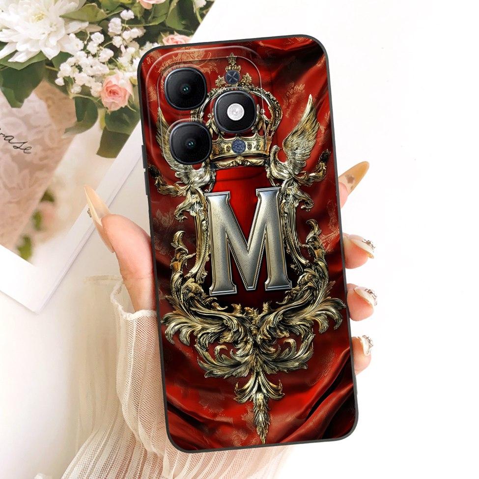 For ITEL A6610L Cover For ITEL A90 4G Case Silicone Luxury Crown A-Z Letters 2D Flat Pattern Soft Phone Case For ITEL A 90 4G
