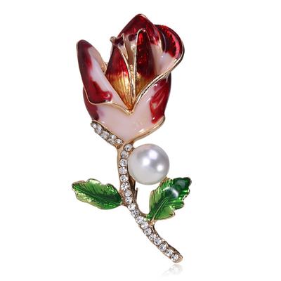 Diamond-Set High-End Temperament Rose Pearl Brooch Brooch Brooch Silk Scarf Buckle