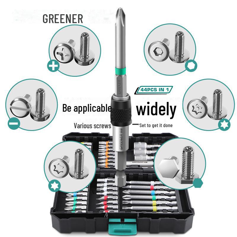 Green Forest 44-Piece Rainbow Magic Box Set: Electric Drill & Magnetic Hex Socket Screwdriver