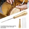 Leather Sewing Kit DIY Leather Sewing Awl Needle with Copper Handle Set Leather Canvas Tent Shoes Repairing Tool Nylon Thread