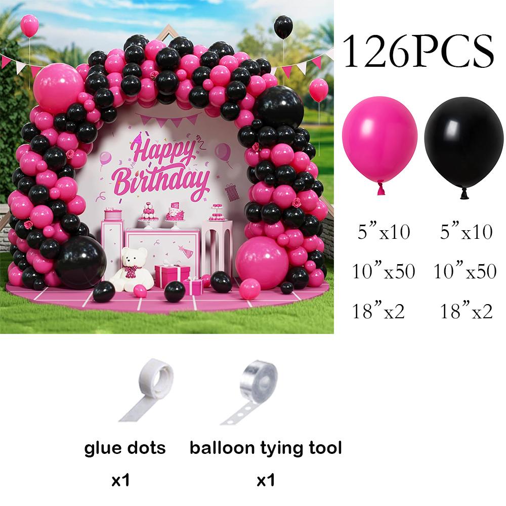 

Hot Pink Balloons Arch Kit Rose Pink Black Balloon Garland Birthday Party Baby Shower Valentine Wedding Anniversary Decoration AS Picture