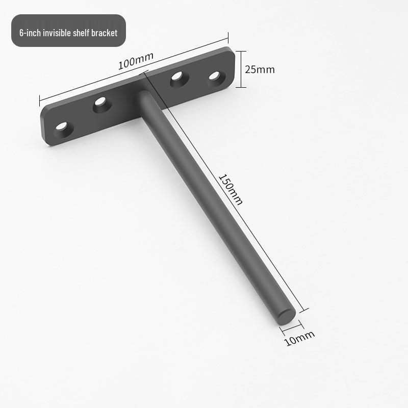 T-Shaped Invisible Shelf Bracket: Wall Mount Bookshelf & Storage Support.