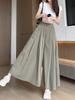 Yamamoto Women's High Waist Ice Silk A-line Skirt Pants - Summer 2026 Collection, Plus Size, Wide Leg, Slimming Fit